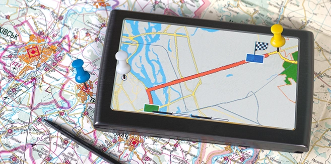 GPS navigation device with map
